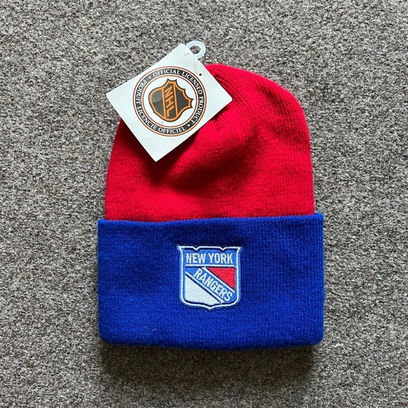 NWT New York Rangers Licensed NHL Knit Cuff Beanie Embroidered Logo Made In USA - Picture 1 of 7